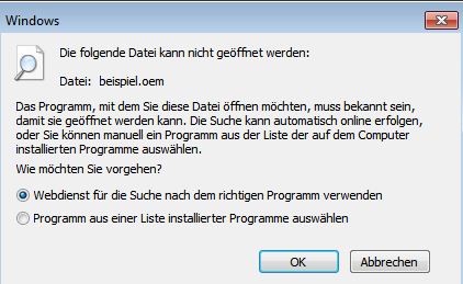 Fehlermeldung: Folgende Datei kann nicht geöffnet werden