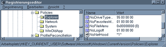 Registrierungseditor Windows 98