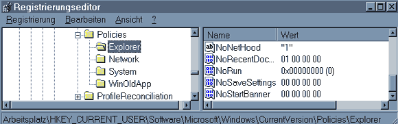 Desktop speichern Registry Explorer 