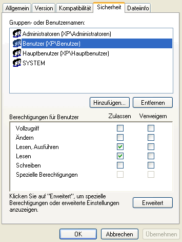 Berechtigungen auf die Systemregistrierung