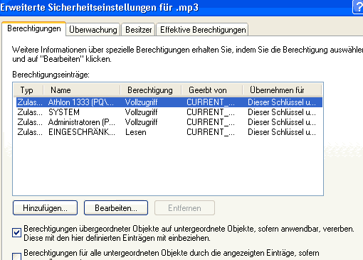 Erweiterte Sicherheitseinstellungen