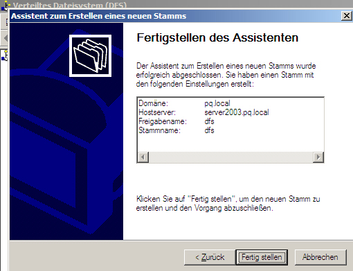 DFS Neuen Stamm erstellen