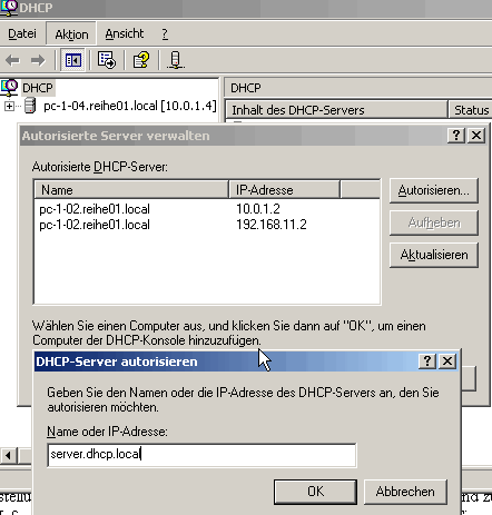 DHCP Server autorisieren