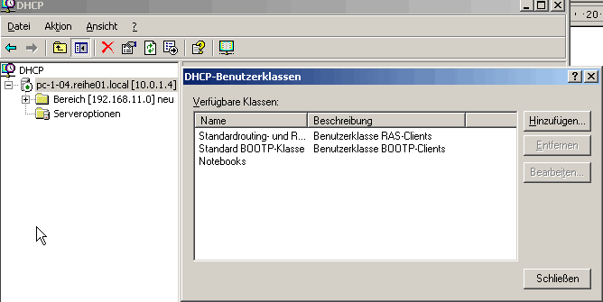 DHCP Benutzerklassen