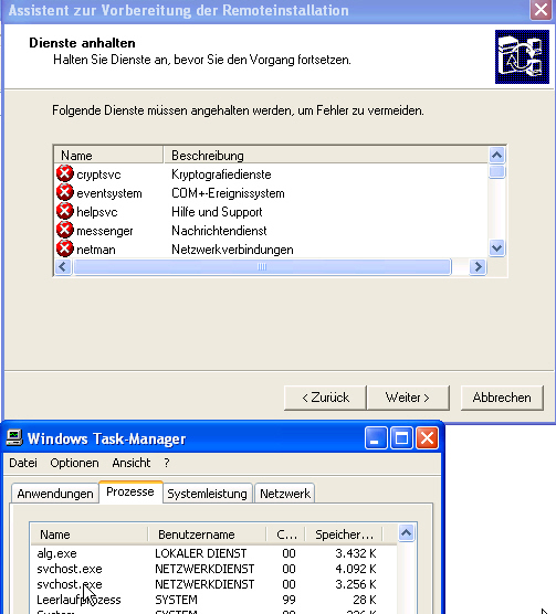 Assistent zur Vorbereitung der Remoteinstallation