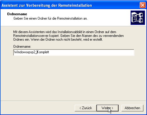 Assistent zur Vorbereitung der Remoteinstallation