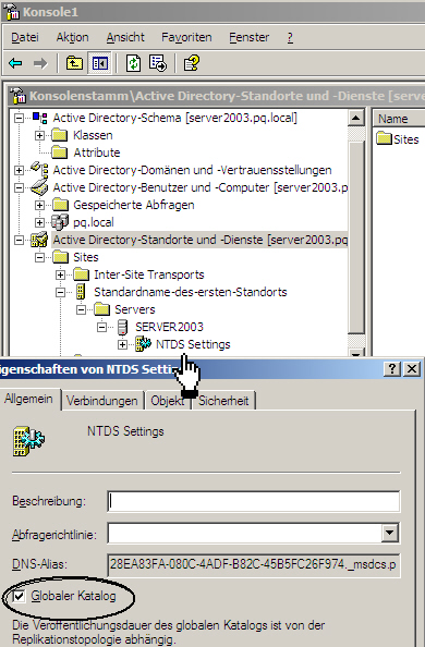 Eigenschaften von NTDS Setting