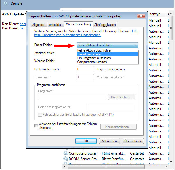 Eigenschaften von AVG7 Update Service