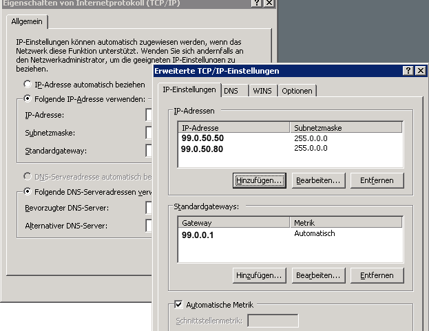 Erweiterte TCP/IP-Einstellung