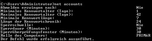 netaccounts Eingabeaufforderung