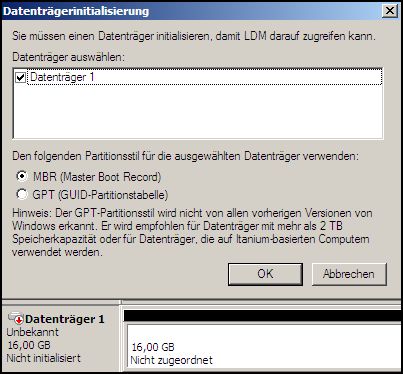 Datenträgerinitialisierung