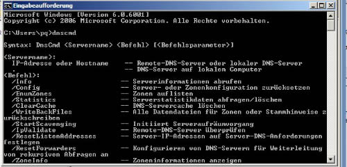 dnscmd Eingabeaufforderung