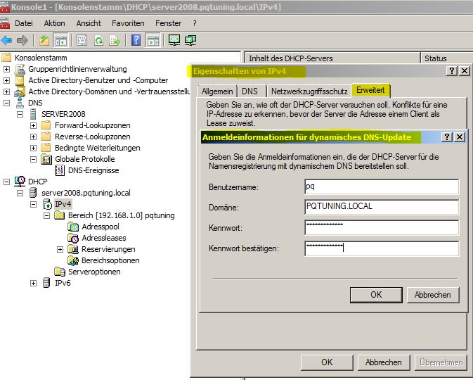 Anmeldeinformationen für dynamisches DNS-Update