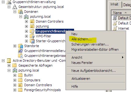 Gruppenrichtlinienobjekt sichern