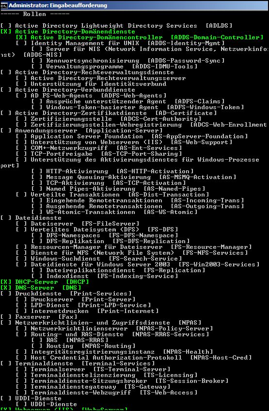 Servermanager Eingabeaufforderung