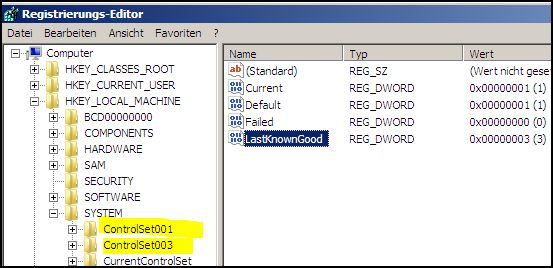 Registrierungs-Editor Startoptionen