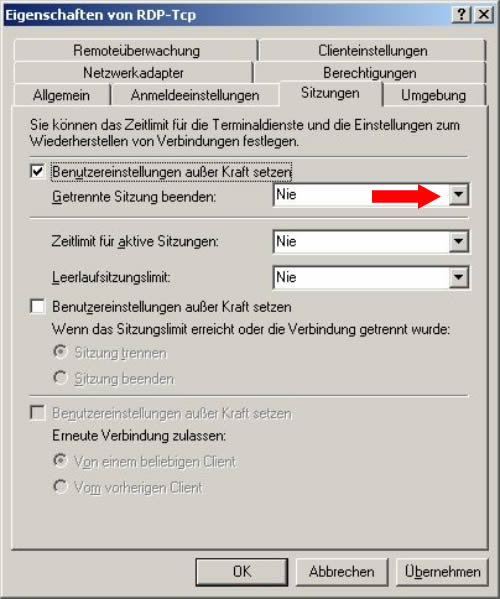 Eigenschaften von RDP-Tcp