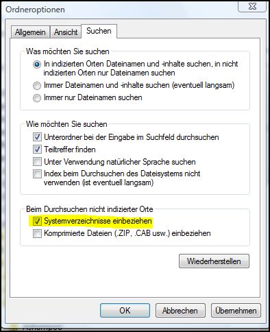 Suche-Dateien nicht gefunden