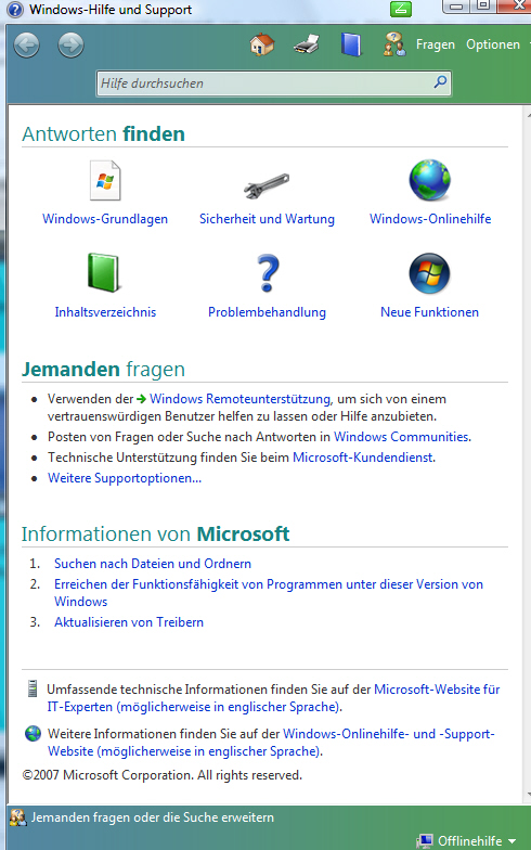 Hilfe und Support