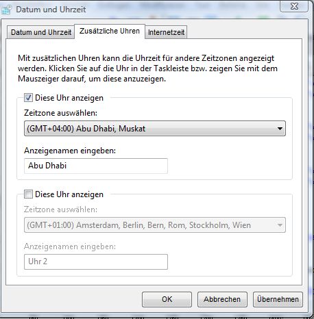 Uhren-Zeitzonen anzeigen