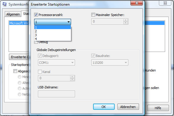 CPU Kerne abschalten