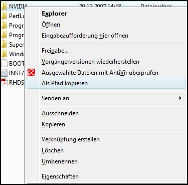 Datei in Eingabeaufforderung