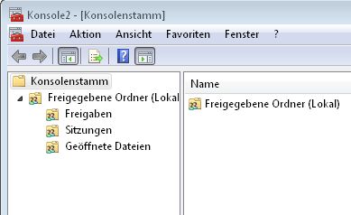 Freigaben über mmc konfigurieren