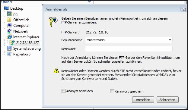 Netzlaufwerk-Anmelden als