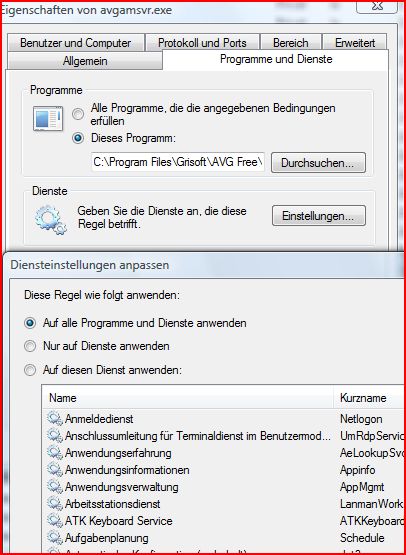 Diensteinstellungen anpassen