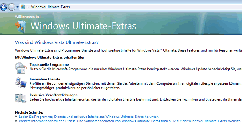 Windows Vista Ultimate-Extras