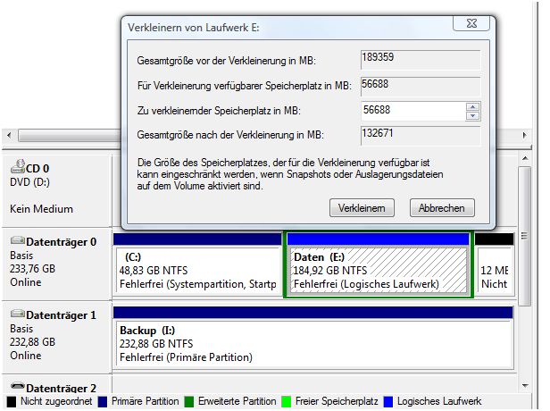 Volume verkleinern