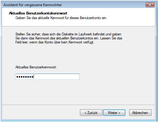Assistent für vergessene Kennwörter