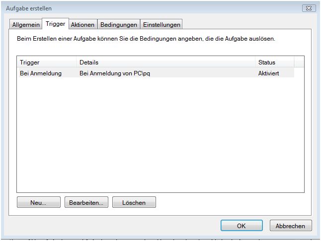 Aufgabenplanung-Aufgabe erstellen-Trigger