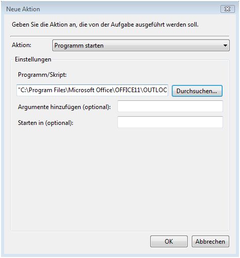 Aufgabenplanung-Neue Aktion