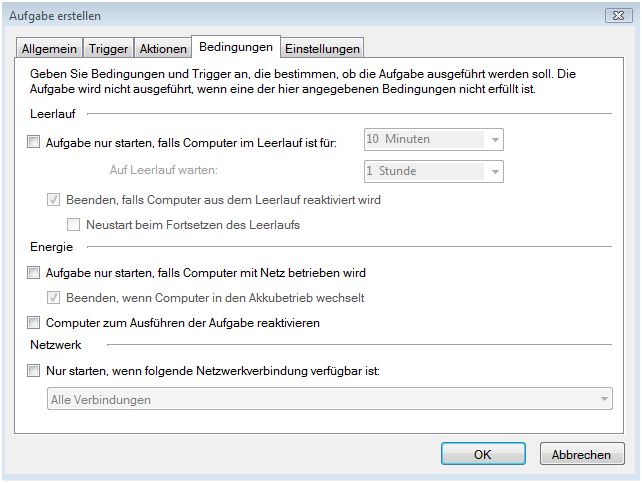 Aufgabenplanung-Aufgabe erstellen-Bedingungen