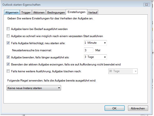 Aufgabenplanung-Outlook starten