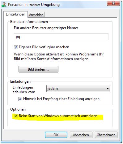 Personen in meiner Umgebung-Optionen