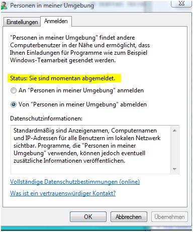 Personen in meiner Umgebung