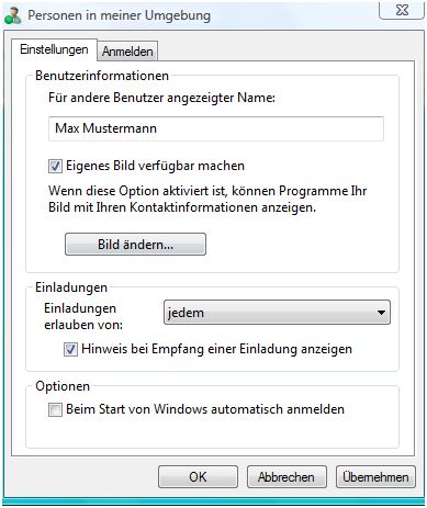 Personen in meiner Umgebung-Einstellungen
