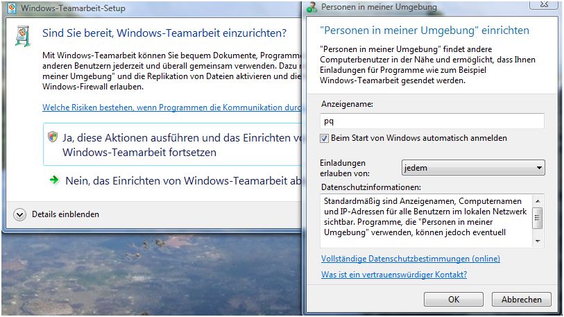Windows-Teamarbeit-Setup