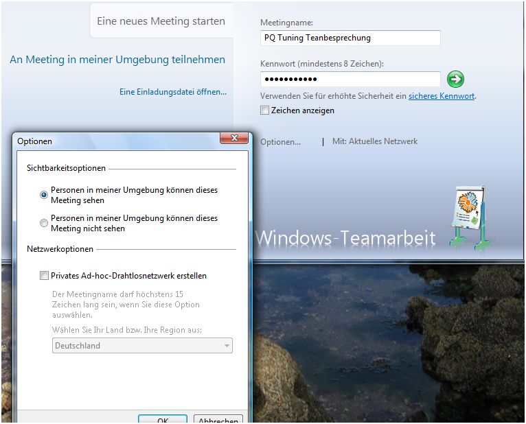 Windows-Teamarbeit-Setup-Optionen