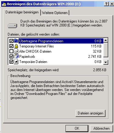 Bereinigen des Datenträgers