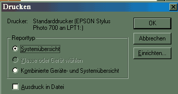 Systembericht drucken