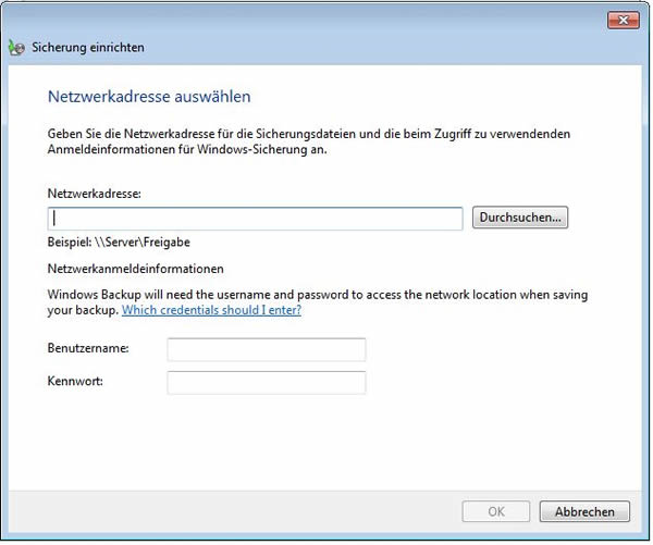 Datensicherung in Windows 7