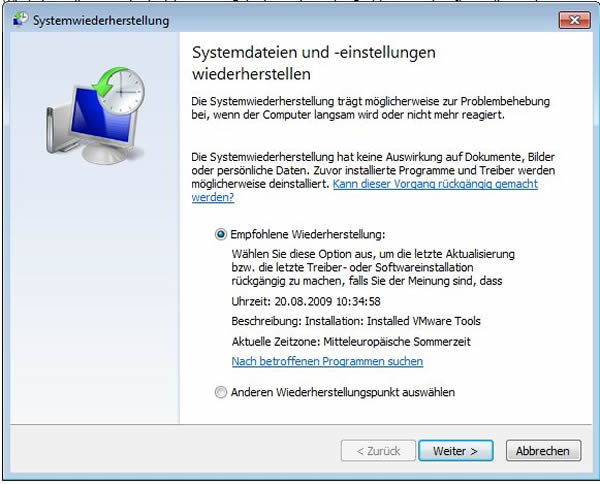 Systemwiederherstellung