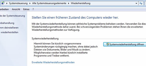 Systemwiederherstellung verwenden