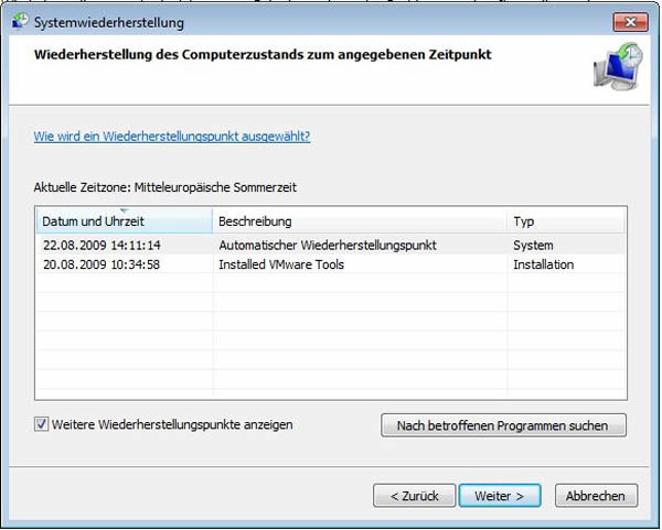 Windows wieder herstellen
