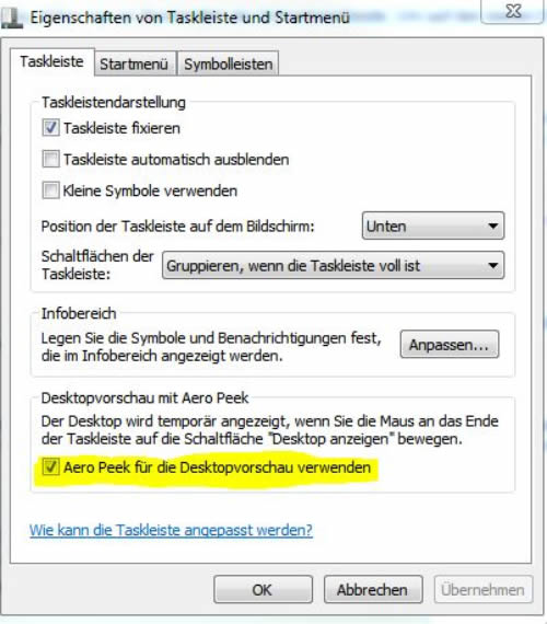 aero peek deaktivieren