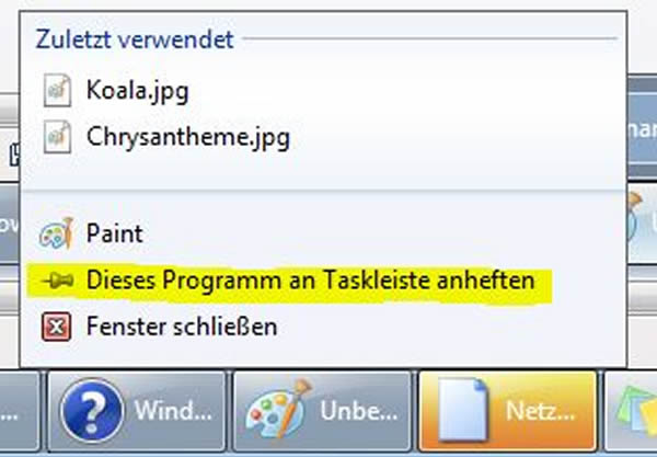 Windows 7 Taskleiste