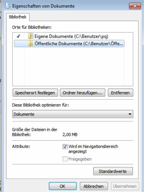 Bibliothek anpassen